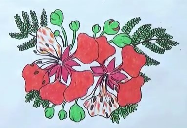 Vẽ hoa phượng đỏ